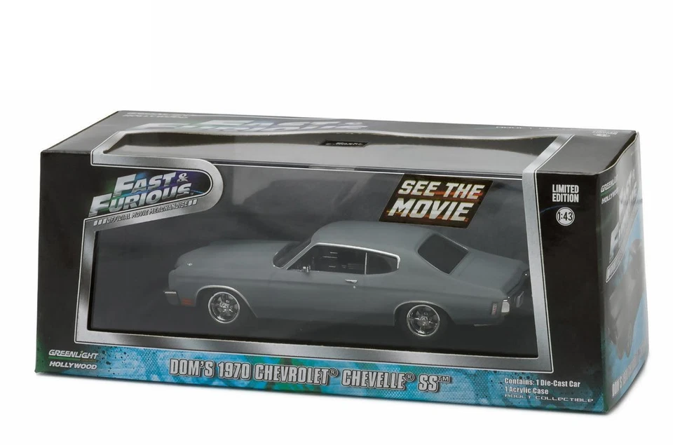GREENLIGHT FAST & FURIOUS DOM'S 1970 CHEVY CHEVELLE SS DIECAST CAR 1:43 86227 - Image 4 of 4