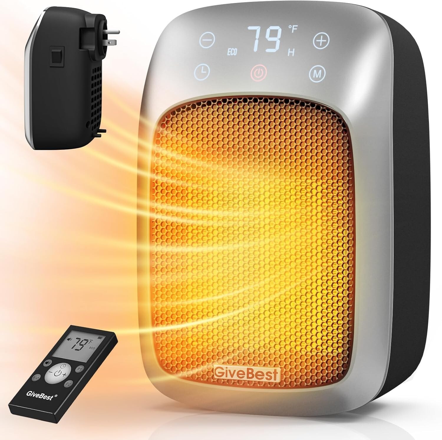 800W Electric Space Heater with Remote and Adjustable Thermostat for Indoor Use
