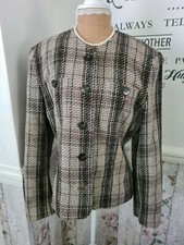 Episode Carolyn Wight Freeman 100% Pure Wool Brown Plaid Tweed Jacket Blazer 12
