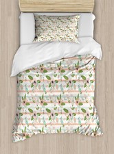 Image of Floral Duvet Cover Set Soft Toned Spring Blooms