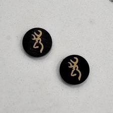 Custom 2 Browning Grip Medallions Hi-power Real Buffalo Horn Black Gold 12.5 Mm Custom 2 Browning Grip Medallions Hi-power Real Buffalo Horn Black Gold 12.5 Mm