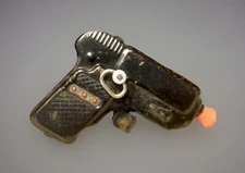 VINTAGE 1940’s MARX G-MAN AUTOMATIC METAL WIND UP SPARKING PISTOL TOY GUN-WORKS
