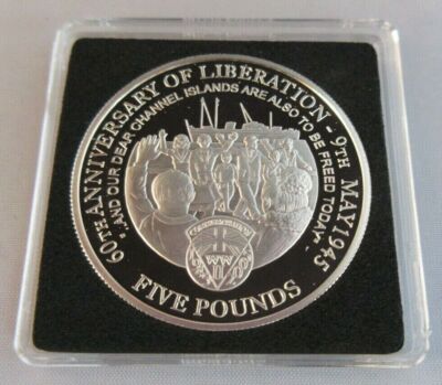 2005 60TH ANNIVERSARY LIBERATION OF CHANNEL ISLANDS S/PROOF £5 COIN BOX & COA