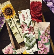 30 PC Bookmark Set Vintage Floral Art Plants 1.5" x 6" New Free Ship 482
