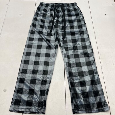 Follow Me Blue Black Plaid Soft Pajama Pants Side Pockets Mens Size Large