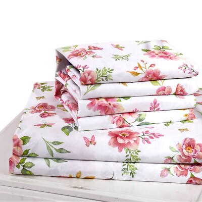 Virah Bella - Peony Garden (Bright)- 4-Piece Sheet Set