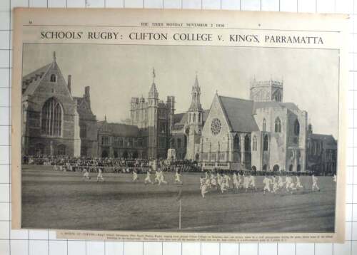 1936 Schools Rugby, Clifton College Playing Kings Parramatta - Picture 1 of 1