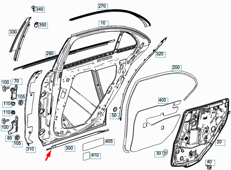 MERCEDES-BENZ S-KLASSE W222 Türdichtung hinten links A2226900670