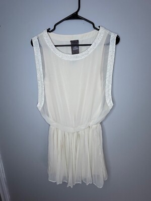 Moon collection cream coquette dress size S Flare Pleated Embellished Mini Dress