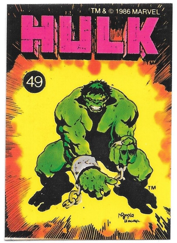 Marvel Universe Series 1 Sticker #49 Hulk 1986 Comic Images NEW NEAR MINT
