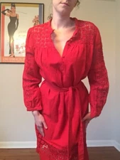 Vintage Red Linen Dress From The 1970S Women’s Size M/L