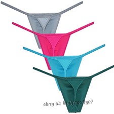 Men String Pouch Thong G-string Triangle Back Underwear Glossy G-String Bottoms