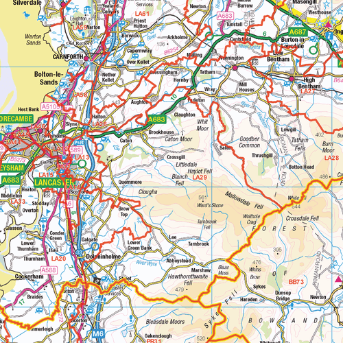 North West England Postcode Sectors, Map of NW England Postcodes - Picture 3 of 6
