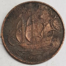 Old Coin 1967 Ship Halfpenny British
