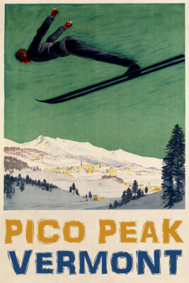 Pico Peak Vermont Skiing Winter Sports Ski Jumping Vintage Poster Repro FREE S/H