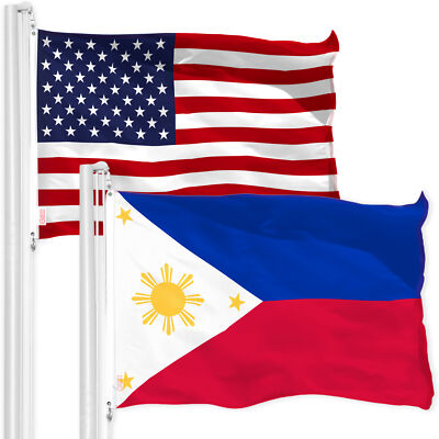 G128 Combo Pack: USA Flag 3x5 Ft 150D & Philippines Flag 3x5 Ft 150D Printed
