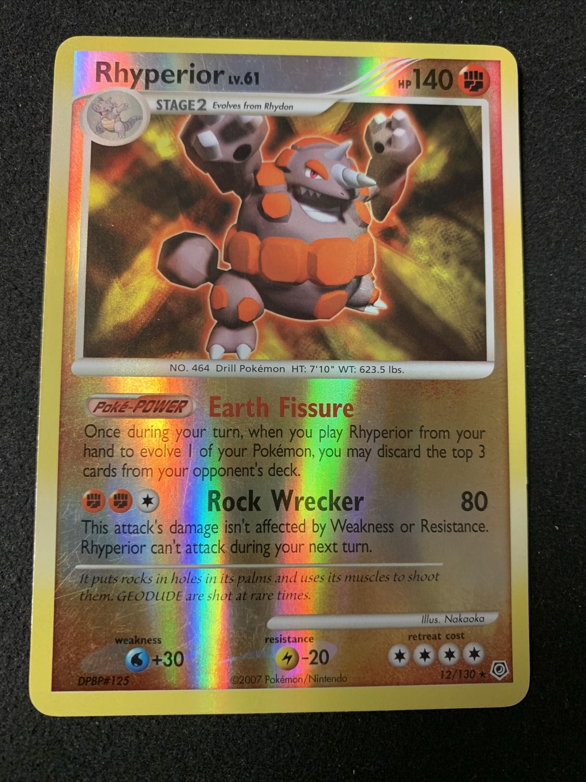 Rhyperior 12/130 HOLO RARE - Diamond & Pearl Pokemon TCG 2007- LP