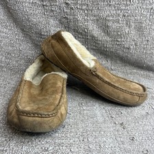 UGG Mens Ascot 5775 Mens Size 13 Brown Leather Fake Fur Comfort Slip On Slippers