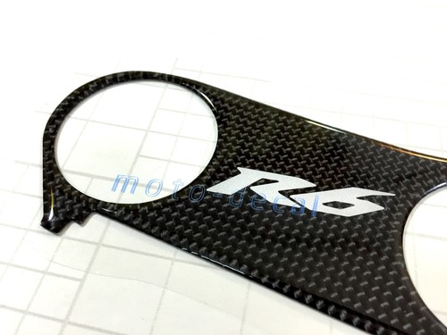 Real Carbon Fiber For 2010-2016 2014 YZF R6 Top Triple Clamp Yoke Silver Decal - Picture 3 of 4