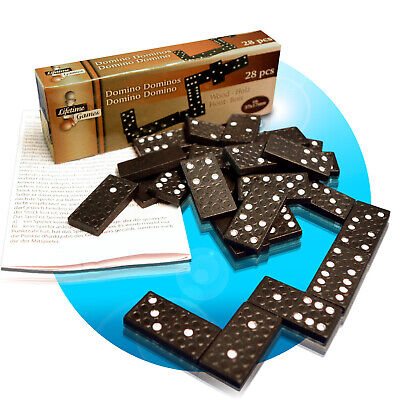 Domino Set Aus Holz - 28 Steine Double Six Mit Aufbewahrungsbox Für Familie