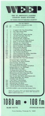 WEEP 108 FM Pittsburgh VINTAGE January 27 1975 Music Survey Ronnie ...
