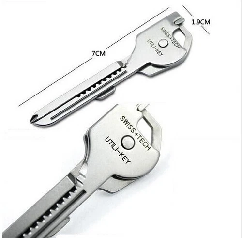 2PCS 6-in-1 Multifunction Stainless Steel Utili Key Tool Keyring Keychain new - Picture 4 of 6