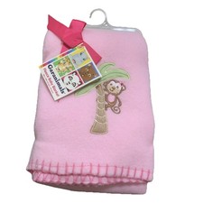 2013 Garanimals Monkey On Palm Tree Fleece Baby Security Lovey Blanket 30" X 40"