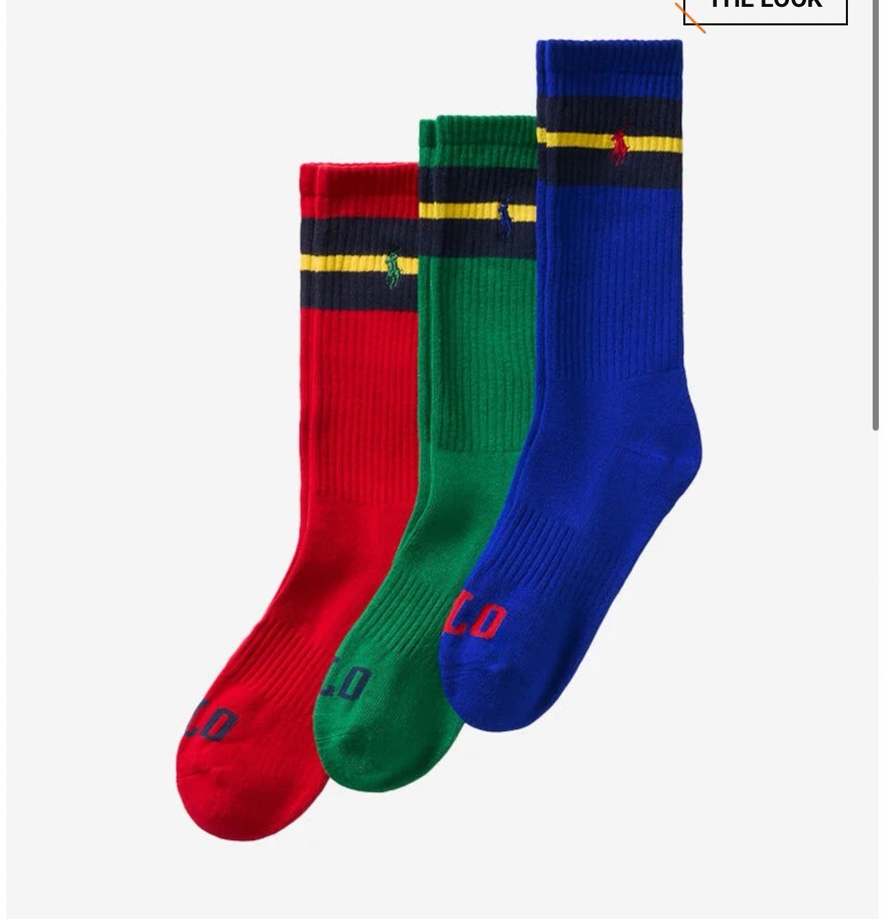 PONY Polo Ralph Lauren Calze Uomo 1 2 Cuscino Crew 3 Pk Blu Verde Rosso Tg 10 13