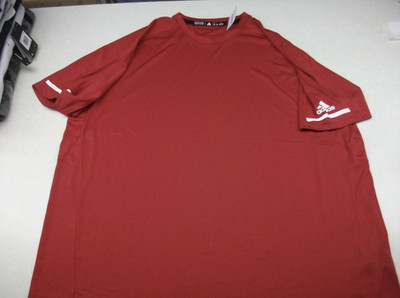 NWT ADIDAS PERFORMANCE Men's Short Sleeve Climalite Gray Shirt RED 3XL VHTF