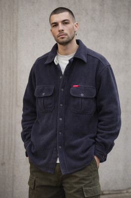 Dickies Fleece Button Down Jacket Coat Lightweight Winter Blue Size  Med