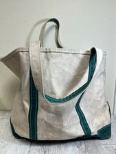 Vintage 1970s 80's LL Bean Boat And Tote Green Trim Made In USA Size Large