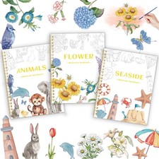 3Pcs Watercolor Workbook - Coloring Book for Beginner, Coloring Books for Adu