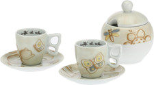 - Set 2 Tazzine Caffè E Zuccheriera - Linea Elegance - Porcellana - 110 Ml - Ø 6