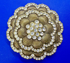 Gorgeous Clear Rhinestone Outlined Flower Shaped Women Ladies Belt Buckle