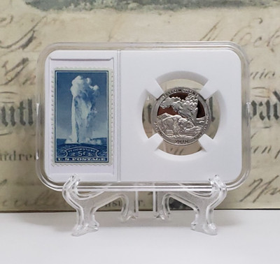 2010-S ATB Proof Quarter - Yellowstone - with Roosevelt US Stamp - Nice! W3