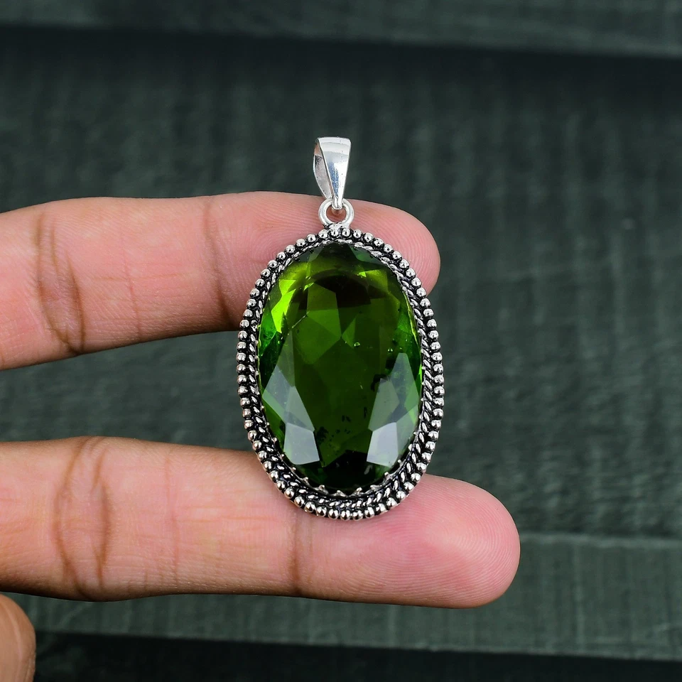 Peridot Gemstones Handmade 925 Solid Steling Silver Everyday Jewelry Pendant - Image 4 of 4
