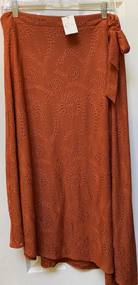 Cato (C 1946) Rust Skirt with Eyelet Overlay- Size 14/16W Women's