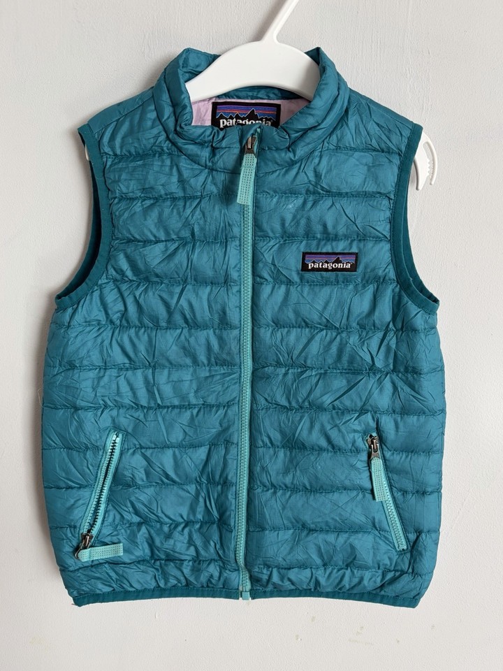 Patagonia Puffer Vest Gilet Toddler Size 2T Kids Children Puff Jacket Blue Teal