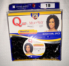 Milky Way Que ShortCut Beach Curl Mastermix Human Hair Weft 3PCS Color 1B