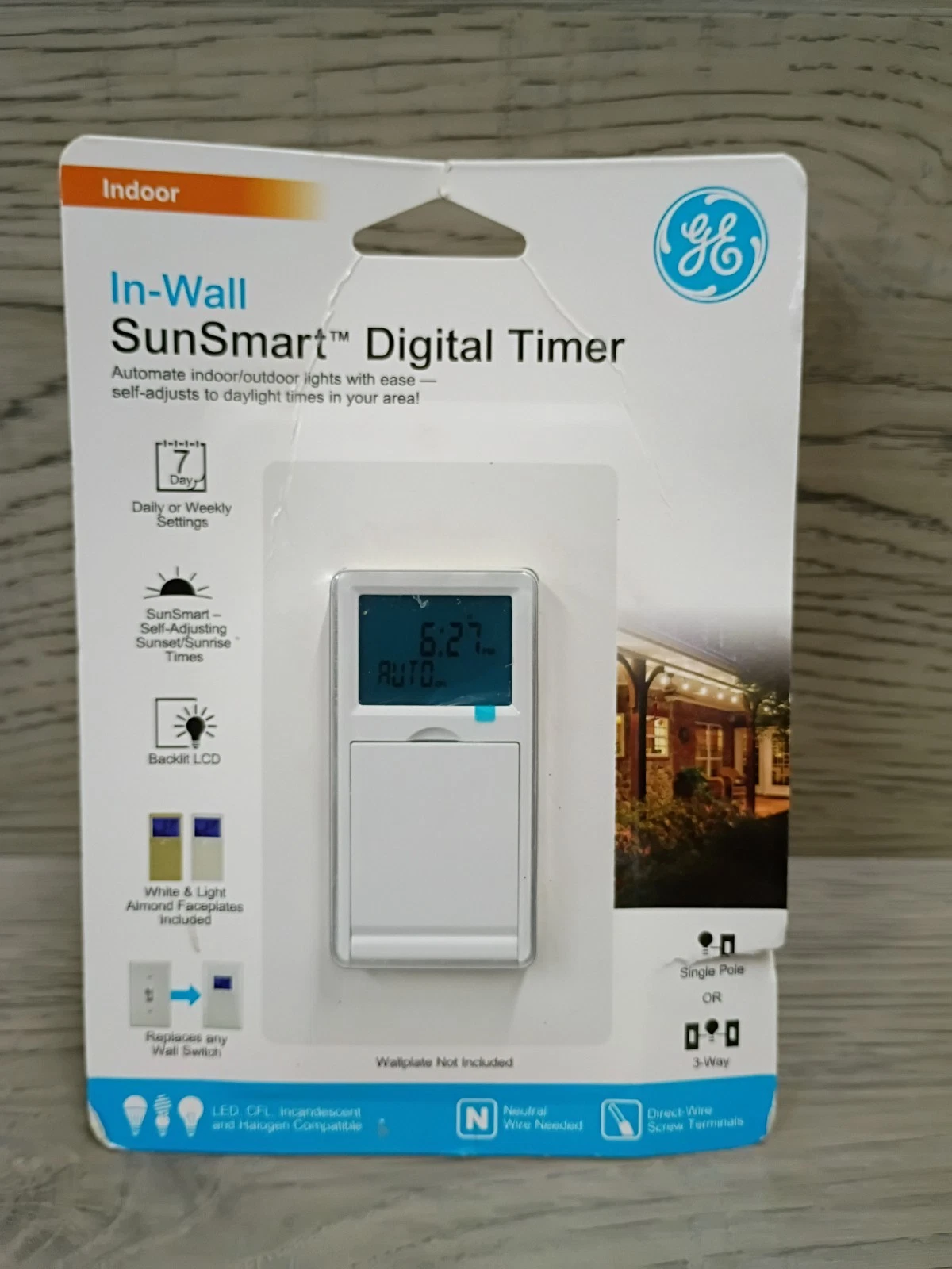 GE SunSmart In-Wall Digital Timer Switch 32787 Programmable Light Timer