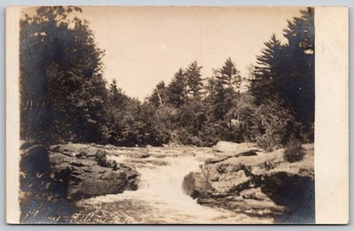 Vintage Real Photo Postcard Pine Falls New Hampshire Waterfall AA28