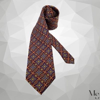 BEAU BRUMMEL SOHO Tricolor Geometric Hand Made Silk Tie 59 - 3.5'' EX COND