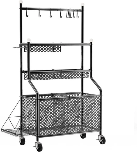 APEXUP Steel Garage Sports Equipment Organizer w/ 4 Tiers