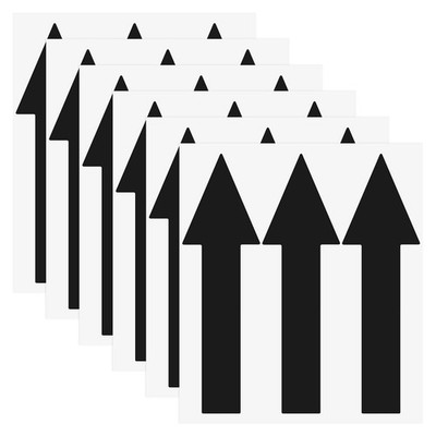 6-Pack 8x2 PVC Arrow Shaped Wall Marking Stickers [Black]