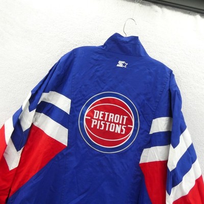 Starter Jacket Mens Large Detroit Pistons NBA Windbreaker Blue Red