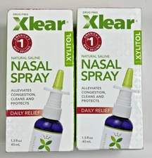 Xlear Natural Saline Nasal Spray Xylitol 1.5 oz 2 Pack Exp 2027+ NEW