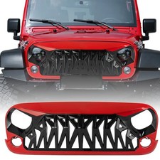 Front Grill Inserts Mustang Blackred Compatible With 07-18 Jeep Wrangler Jkjku