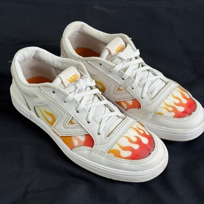 Vans Lowland CC ComfyCush Flame White Leather Sneakers Men 4.5 Women 6
