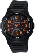 CITIZEN Q Q Falcon VP84-853 Black Orange Dial 10BAR Water Resistant Japan Quartz