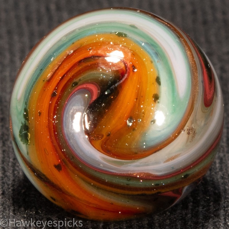 Sammy's Mountain TWISTER AV OX Lutz Swirl Marble 5/8- Mint Hawkeyespicks sg